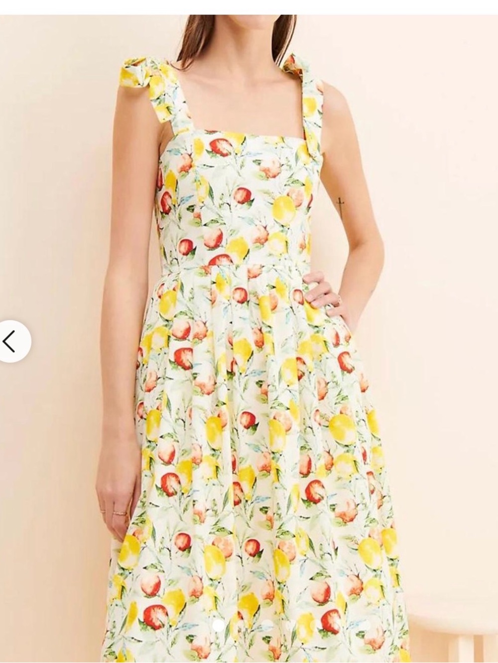Girls' Yellow & White Fruit-Print Tie-Shoulder Casual Dress